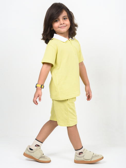 Classic Zip Polo Set (Lemon Yellow)