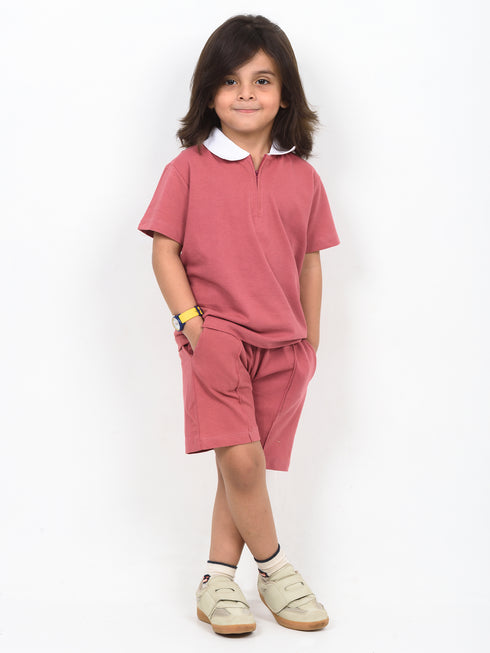 Classic Zip Polo Set (Dusty Mauve)