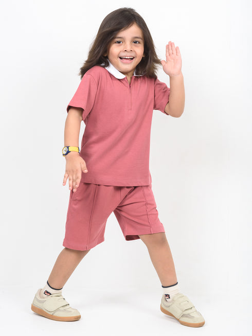 Classic Zip Polo Set (Dusty Mauve)
