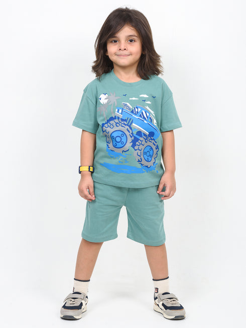 Oversized Monster Wheels Cotton Short Set (Seafoam Green)