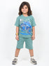 Oversized Monster Wheels Cotton Short Set (Seafoam Green)