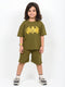 Oversized Bat Signal Cotton Short Set (Khaki Olive)