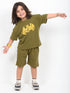 Oversized Bat Signal Cotton Short Set (Khaki Olive)