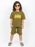 Oversized Bat Signal Cotton Short Set (Khaki Olive)