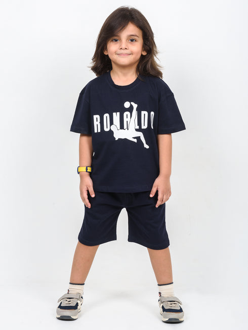 Oversized Ronaldo Vibes Cotton Short Set (Midnight Navy)