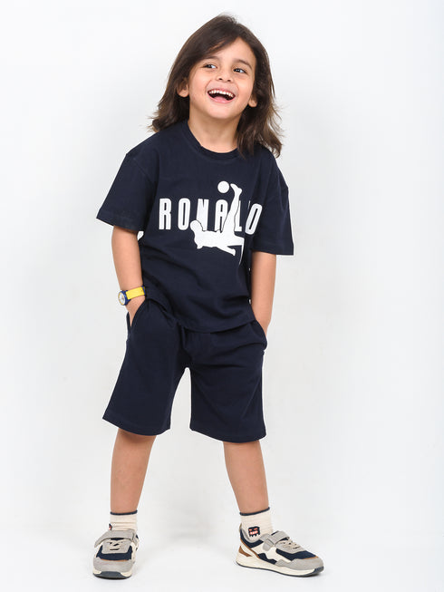 Oversized Ronaldo Vibes Cotton Short Set (Midnight Navy)