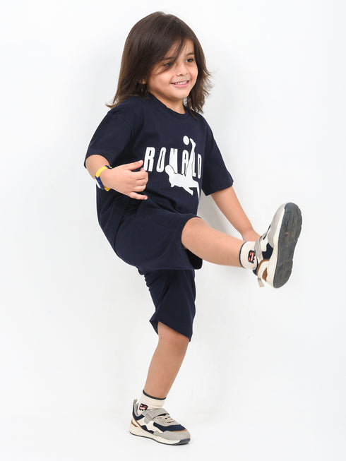 Oversized Ronaldo Vibes Cotton Short Set (Midnight Navy)