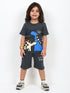 The Little Dino Cotton Short Set (Charcoal Grey)