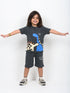 The Little Dino Cotton Short Set (Charcoal Grey)