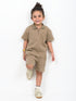 Classic Zip Polo Set (Dark Beige)