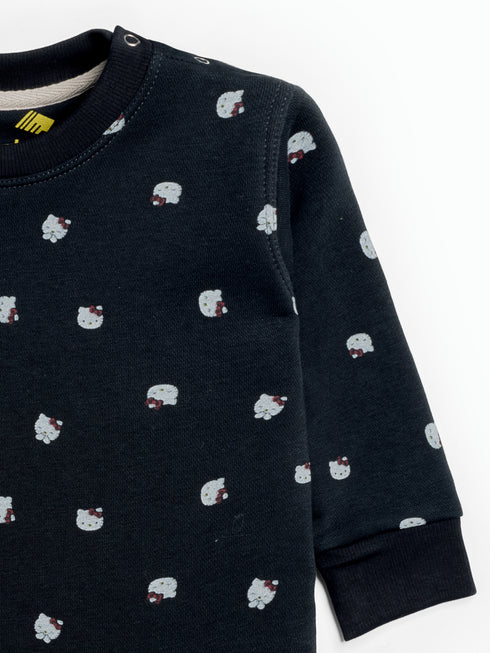 Hello Kitty Printed Fleece Sleepsuit (Black)