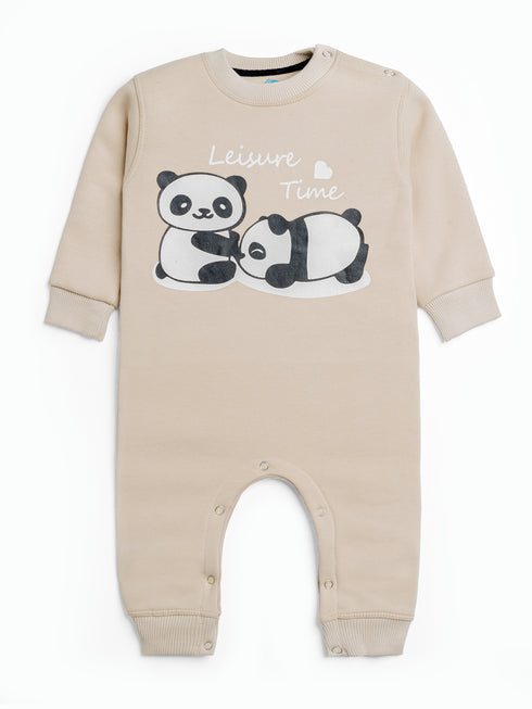 Lazy Panda Fleece Sleepsuit (Cream)