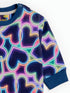 Neon Hearts Fleece Sleepsuit (Navy)