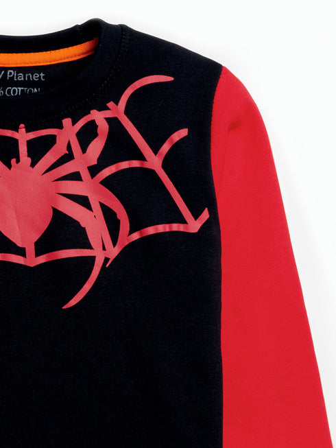 Spider Web Fleece Suit (Black/Red)