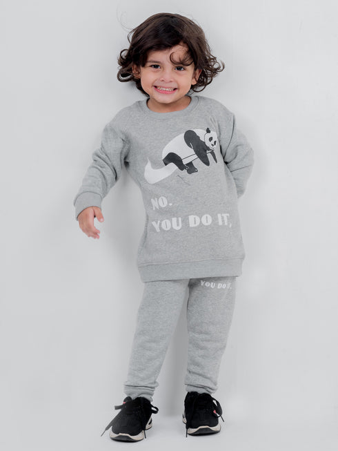 Lazy Panda Fleece Suit (Grey)
