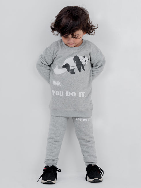 Lazy Panda Fleece Suit (Grey)