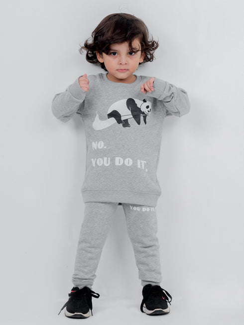 Lazy Panda Fleece Suit (Grey)