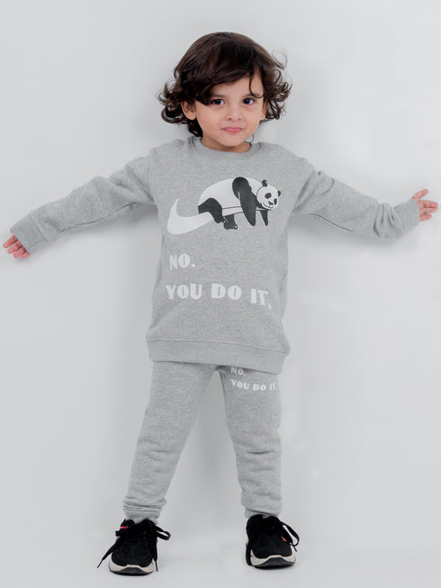 Lazy Panda Fleece Suit (Grey)