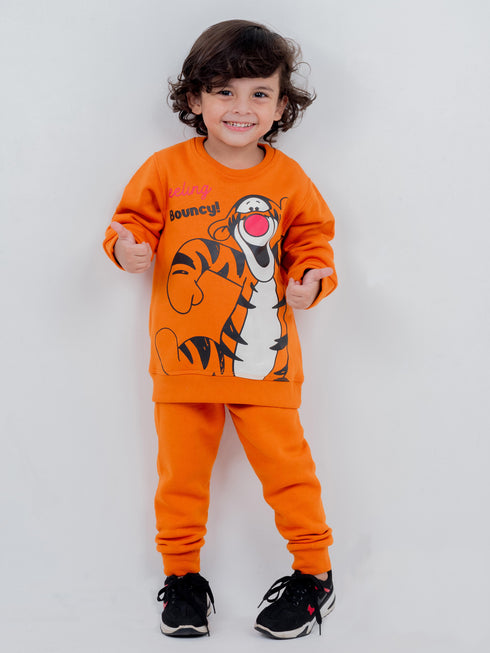 Tiger Printed Fleece Suit (Orange)