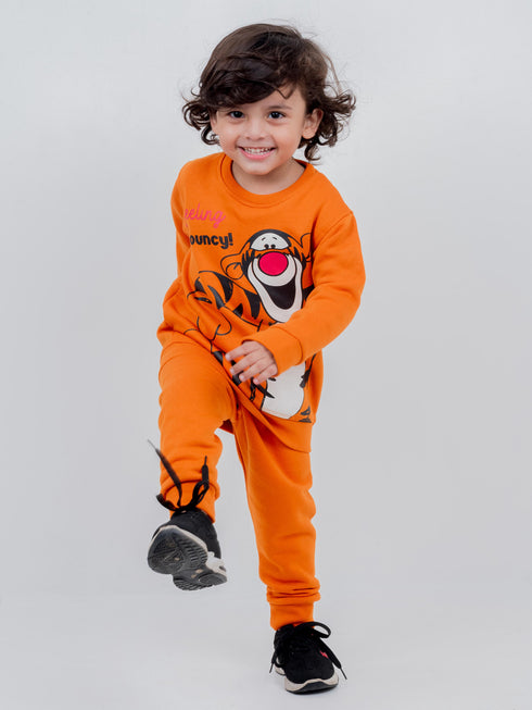 Tiger Printed Fleece Suit (Orange)