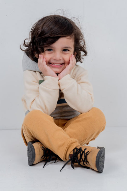 Hooded Cargo Fleece Suit (Mustard/Off-White)