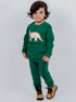 Triceratops Printed Fleece Suit (Dark Green)