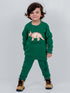 Triceratops Printed Fleece Suit (Dark Green)