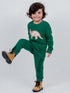 Triceratops Printed Fleece Suit (Dark Green)