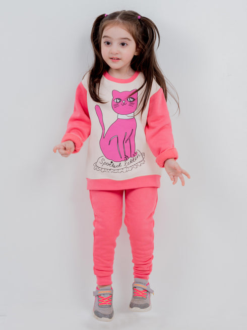 Royal Cat Fleece Suit (Off-White/Pink)