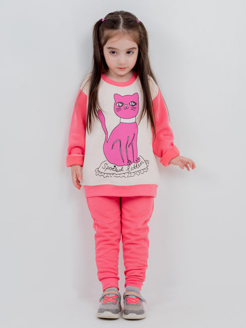 Royal Cat Fleece Suit (Off-White/Pink)