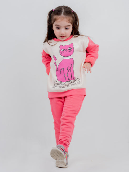 Royal Cat Fleece Suit (Off-White/Pink)