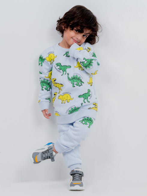Dinos Allover Fleece Suit (Grey)