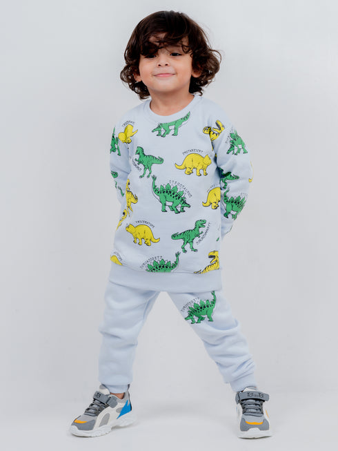 Dinos Allover Fleece Suit (Grey)