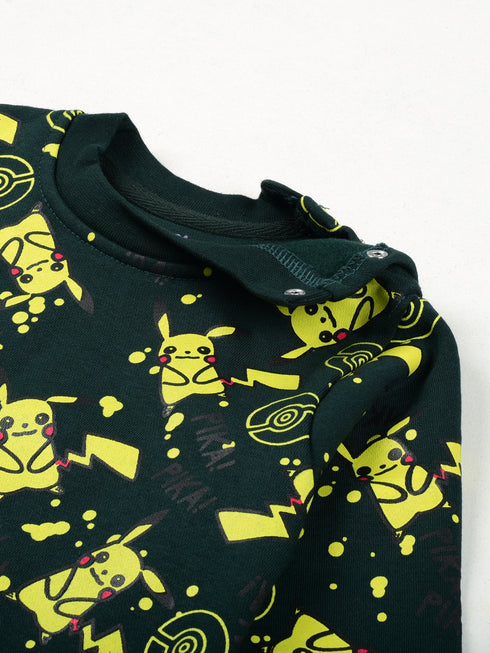 Pikachu Themed Fleece Sleepsuit (Dark Green)