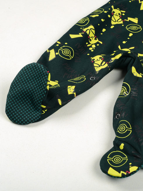 Pikachu Themed Fleece Sleepsuit (Dark Green)