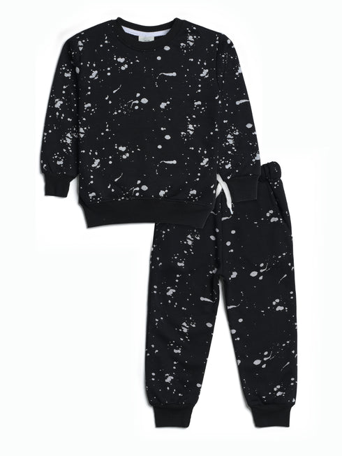 Cozy Patterned Fleece Suit (Black)