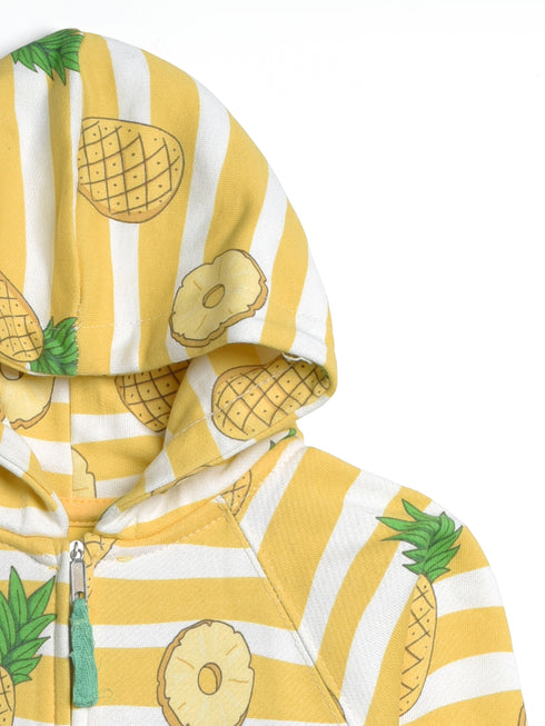 Hooded Pineapple Themed Zipper Terry Suit