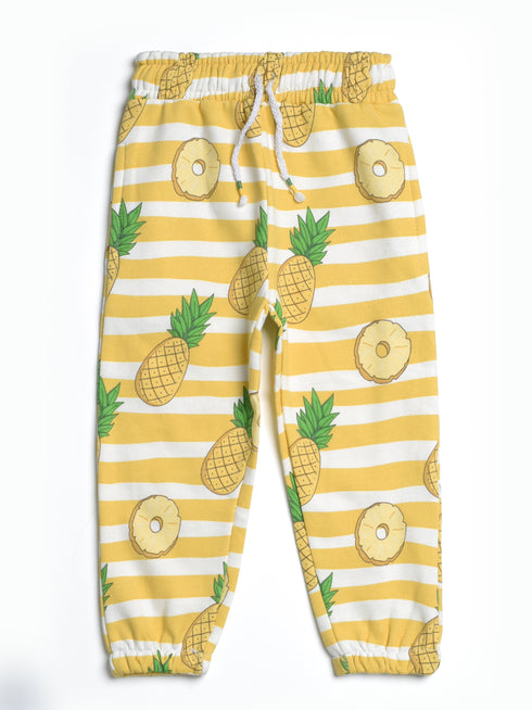 Hooded Pineapple Themed Zipper Terry Suit