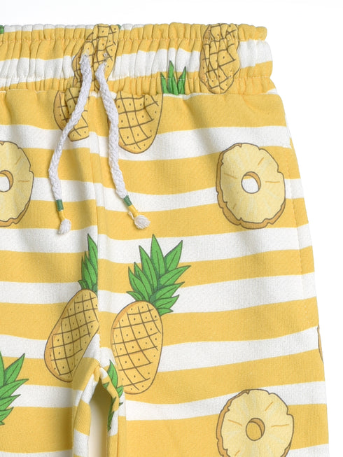 Hooded Pineapple Themed Zipper Terry Suit