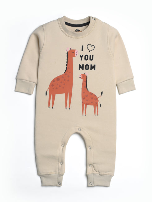 I Love You Mom Fleece Sleepsuit (Cream)