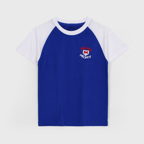 Minnie Mickey Embroidered Short Set (Blue-White)