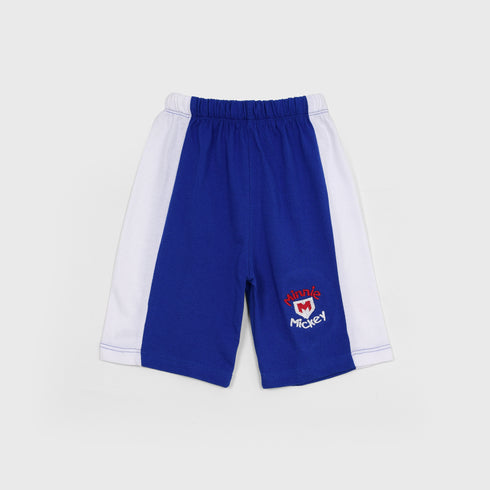 Minnie Mickey Embroidered Short Set (Blue-White)