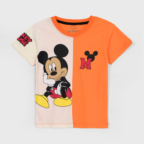 Mickey Mouse Printed Short Set (Orange-White)