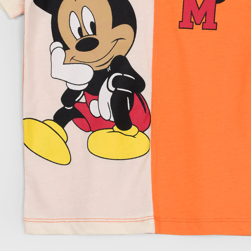 Mickey Mouse Printed Short Set (Orange-White)