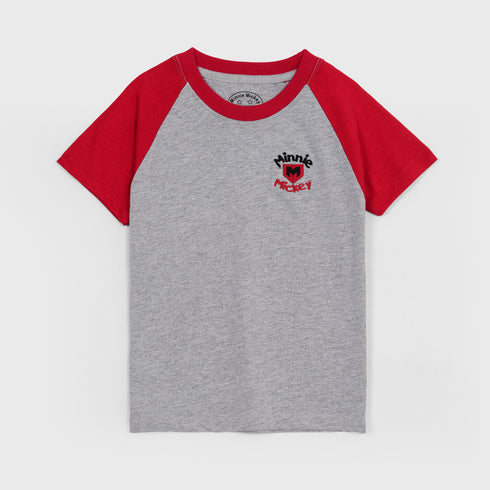 Minnie Mickey Embroidered Short Set (Red-Grey)