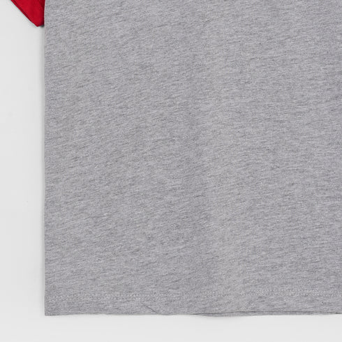 Minnie Mickey Embroidered Short Set (Red-Grey)