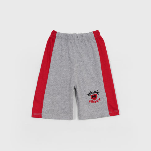 Minnie Mickey Embroidered Short Set (Red-Grey)