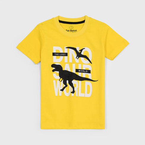 Dinosaur Printed Short Set (Yellow-Black)