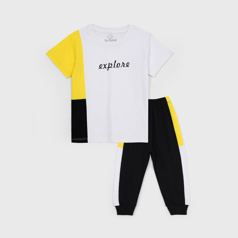 Explore Printed Trouser Set (Yellow-Black)