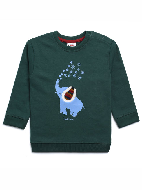 Bubbly Elephant Fleece Sweatshirt (Dark Green)
